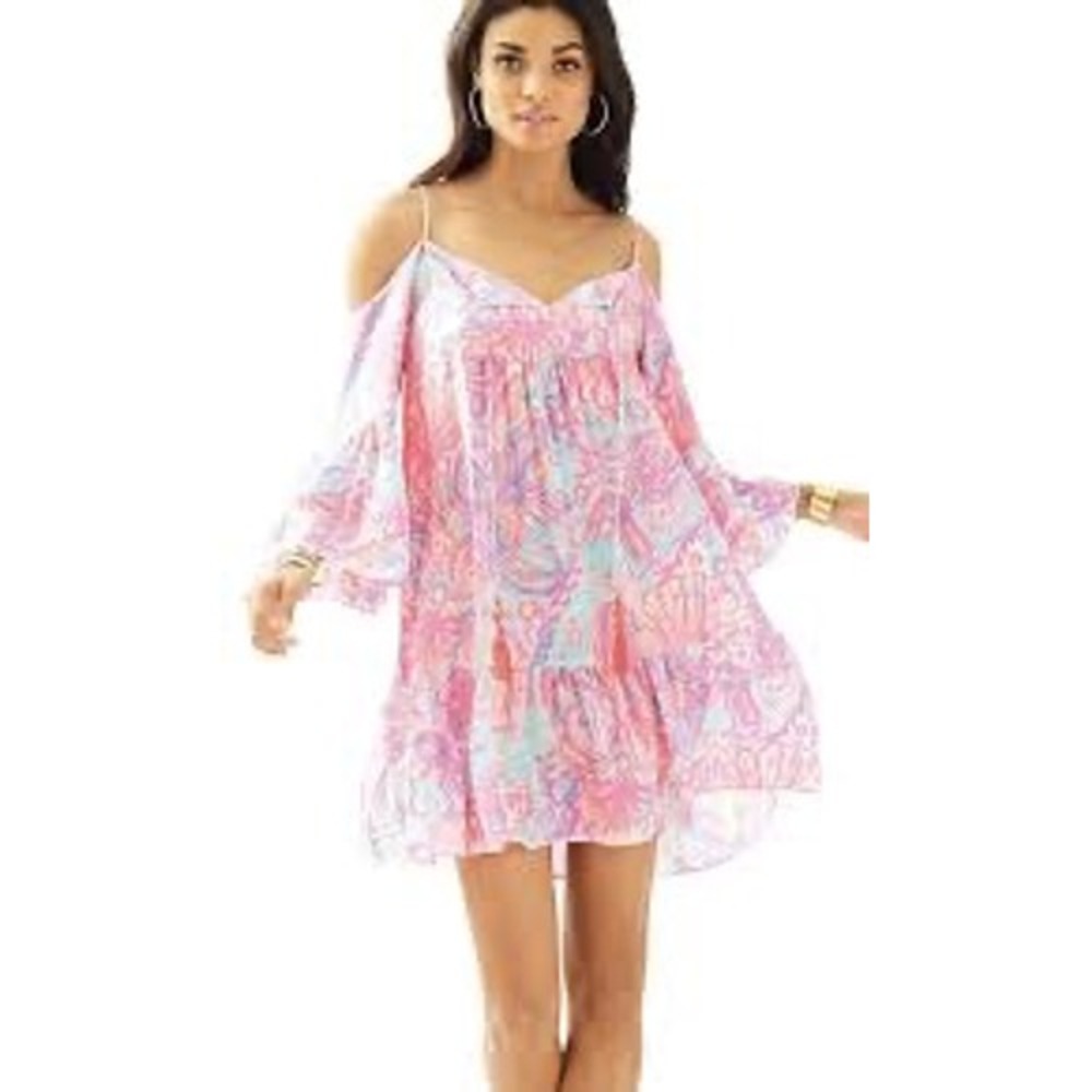 Lilly Pulitzer Alanna Off The Shoulder Dress Too Much Bubbly Size Small
